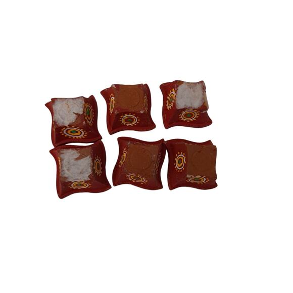 Handmade Earthen Clay Terracotta Decorative Set Tealight Candle 6Pcs - Picture 3 of 5